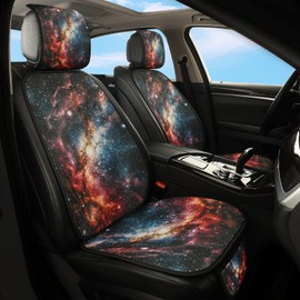 Zythracz Car Seat Covers Set, 2 Front Seat Full Set, Honeycomb Knit Fabric, Galaxy Nebula Space Theme, Breathable & All-Season Universal Automotive Seat Protectors