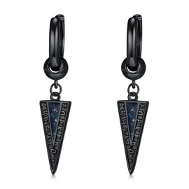 KoyeKei Viking Runes Hoop Earrings for Men Women 925 Sterling Silver Black Spike Abalone Shell Dangle Drop Huggie Earrings Norse Pagan Jewelry Fathers Day Birthday Gifts for Husband Dad