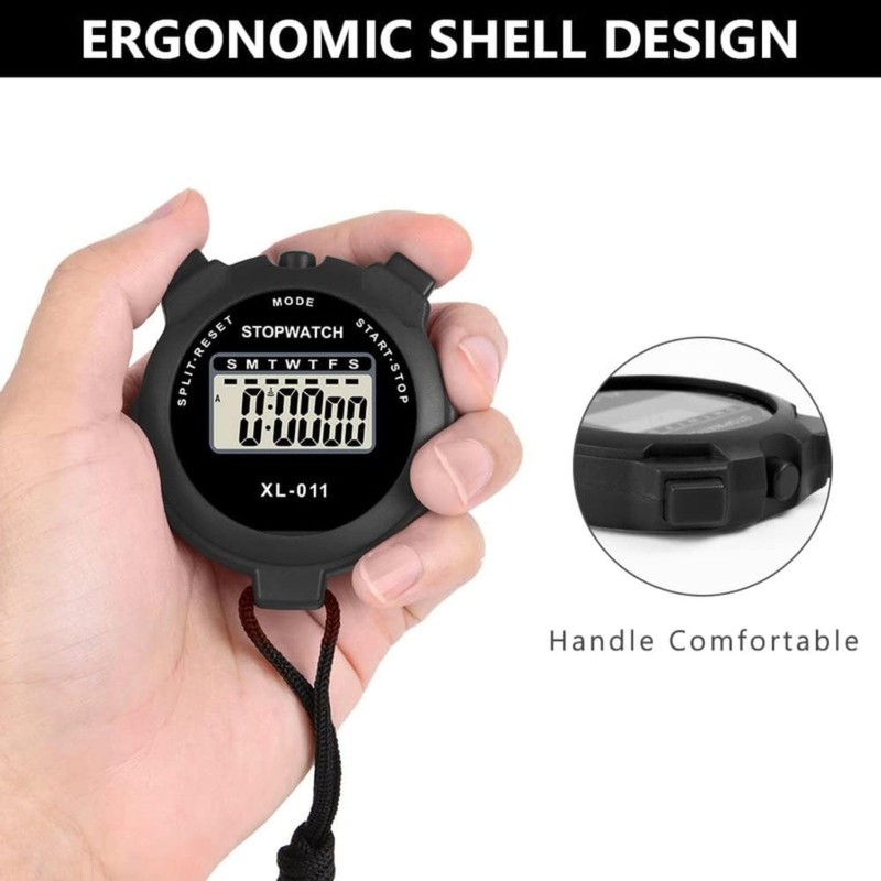 Sports Stopwatch Timer Lap Split Digital Stopwatch with Clock Calendar