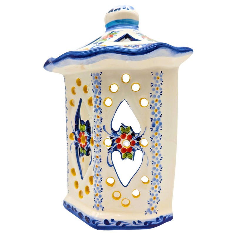 Generic Portuguese Pottery Hand Painted Alcobaça Ceramic Wall Lantern (Large)