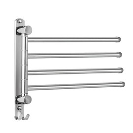 JSVER Stainless Steel Hand Towel Rail Bathroom Swivelling 4 Arms Towel Rail Wall Mounted 32 cm Towel Rail Brushed for Kitchen, Toilet, Wardrobe and Bathroom