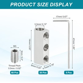 PATIKIL Steel Wire Rope Cable Clamp, 6 Pack M3 Wire Rope Clips 3.3mm Line Hole with End Screw Stopper and Wrench Silver Tone