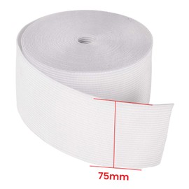 Trimming Shop 75mm (3 Inch) Wide Flat Elastic Band, Stretchable Waistband Tape Elastic Cord for Sewing Clothing, Garments, Dressmaking, DIY Craft Projects, White, 5 Metres