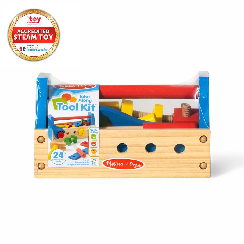 Melissa & Doug Take-Along Tool Kit Wooden Construction Toy (24