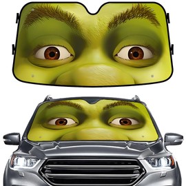 GENANY Funny Big Green Guy Windshield Sun Shade for Car SUV Truck (55x30 Inches), Sun Shade Windshield, Shades for Front Windows, Sunshade for Car Windshield, Protector Blocks UV