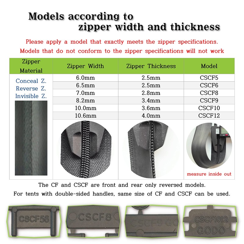 GODO CSCF8-4EA Conceal Zipper Slider Repair Replacement Kits - #8