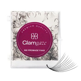GLAMGAZE 500 Promade Fans - 3D to 16D, C CC D Curl, 0.05-0.07mm Thickness, 8-17mm Length - Premade Lash Fans Handmade Volume Lash Extensions Loose Premade Fans Eyelash Extensions (8D-0.07-C 11mm)