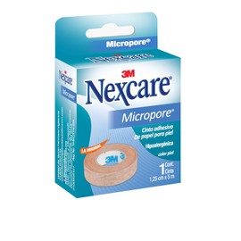 Nexcare 3M, Cinta Microporosa Hipoalergénica, Transpirable y Fácil de Remover, Color Beige, 1.25 cm x 5 m, 1 rollo