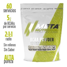 Bcaa Powder Meta Nutrition 300 Gramos 60 Servicios Sabor Sin Sabor                                                                                    