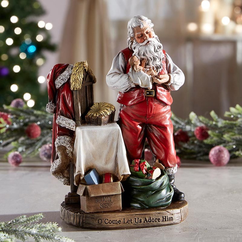 Religious Gifts Adoring - Estatua de Navidad de Papá Noel