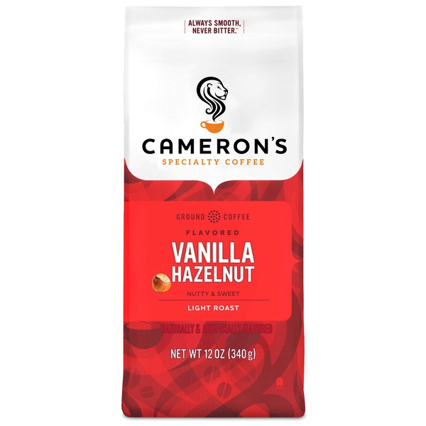 Cameron's Coffee Roasted Ground Coffee Bag, Flavored, Vanilla Hazelnut, 12 Ounce