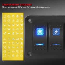 Gebildet 12V/20A, 24V/10A, 3 Gang Aluminum Panel Toggle Dash LED Light, 5 Pin On/Off Pre-Wired Rocker Switch Holder for Automotive Car Marine Boat