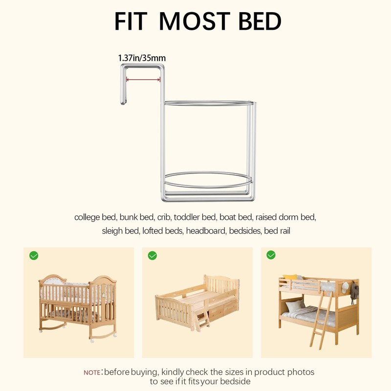 Cup Holder for Bed (Diameter: 3.3IN) Drink Holder Water Bottle/Glass
