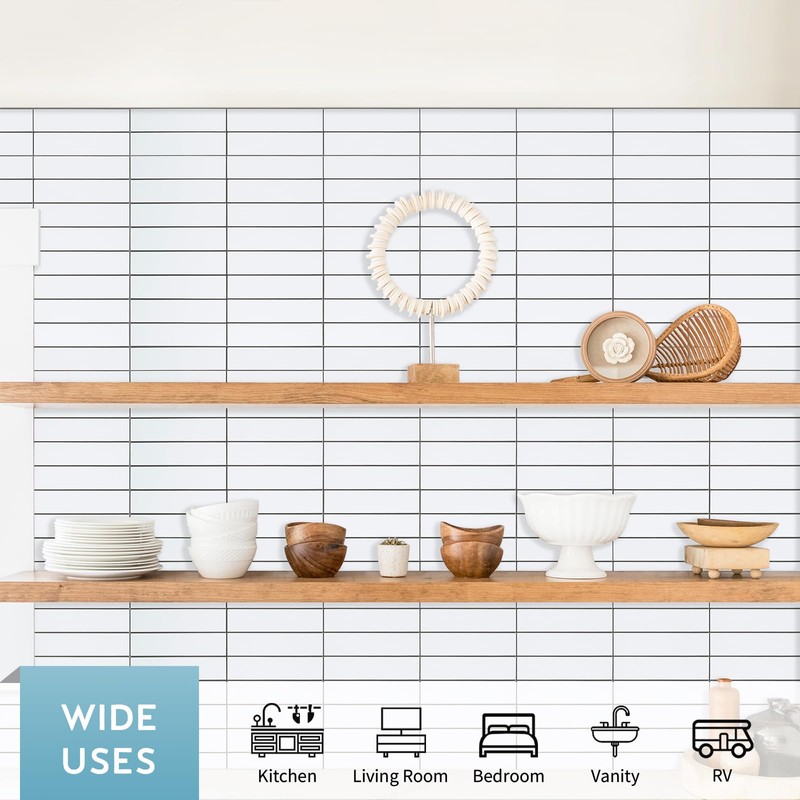 HOMEART Peel and Stick Backsplash Subway Tile, Stacked Bond Linear