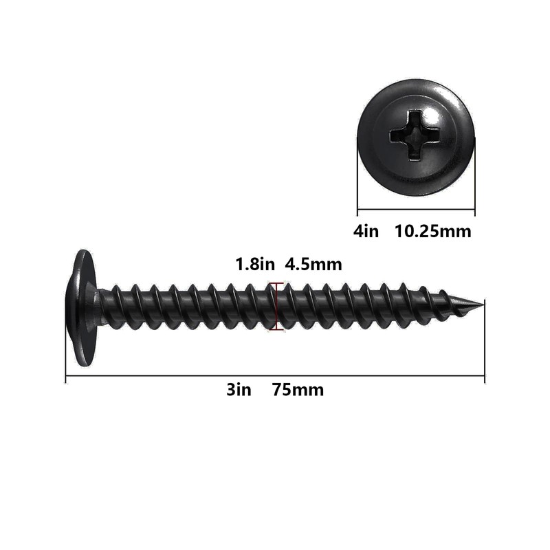 (60 pcs) Wensilon #10×3" Black Phillips Truss Head Wood Screws