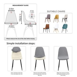 ACOFRR Stretch Shell Chair Covers Velvet Mid Century Modern Chair Covers Armless Chair Slipcovers Lounge for Kitchen, Dining, Living Room Side Chairs (Black,2)