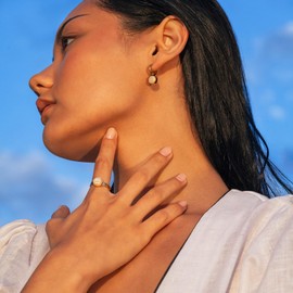 Roségold Anhänger für Ohrringe in nude • Creolen Charm zum Wechseln • Edelstahl & recyceltes Glas • nachhaltiger Halbedelstein-Look • MIX AND MATCH