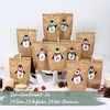 Papierdrachen DIY Adventskalender Kraftpapier Set - Pinguine zum Aufkleben -