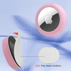 echinff Silicone Case with Adhesive Sticker, 4 Pack Protective Cover for Apple Air Tags Adhesive Mount for Sticking On Tv Remote Headphones Luggage Laptop Camera