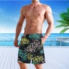 visesunny Leopard Palm Leaf Print Men's Swim Trunks Quick Dry