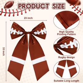 Janinka Large Football Bow for Wreath 23 x 33 Inches American Football Bow Tree Topper, Brown Satin Ribbon for Home Front Door Party Decor Supplies Outdoor Indoor Sport Game Decoration