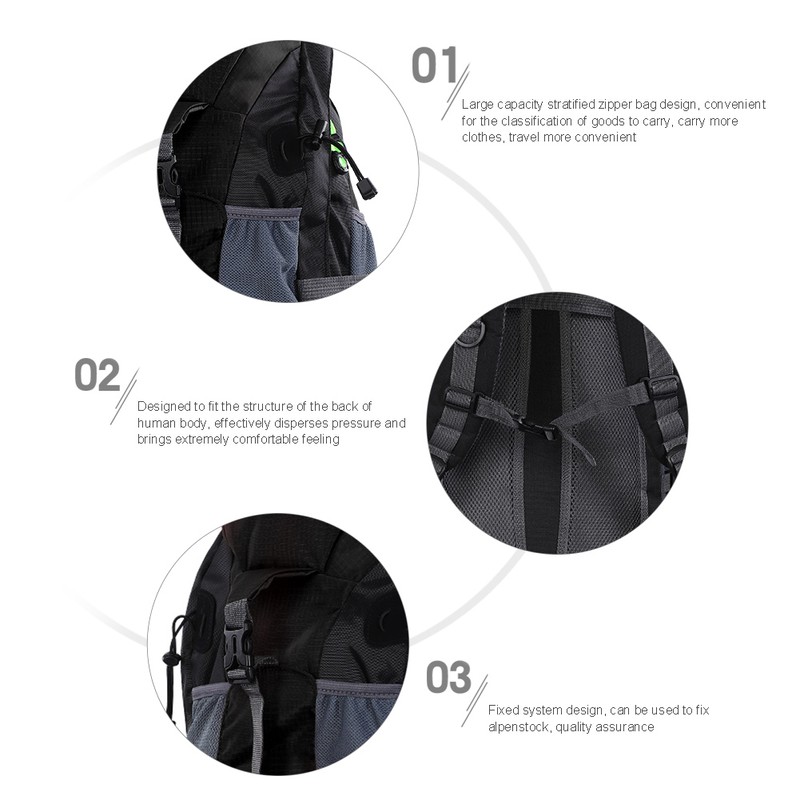 50L Waterproof Bag Camping Climbing Outdoor Travel Hiking Backpack Black