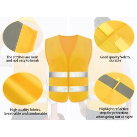 Hitopin High Visibility Vest, 10 Pieces Safety Vest, Reflective Safety Vest, Car Reflective Vest, Reflective Stripes Vest, Reflective Vest, for Drivers, Workers, Adults