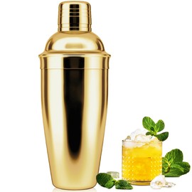 NewGF Cocktail Shaker,Drink Mixer with Built-in Strainer for Mixing Drinks Margaritas,Beginner Friendly Stainless Steel Mixer Bar Utensil Tool-christmas gift(Gold)
