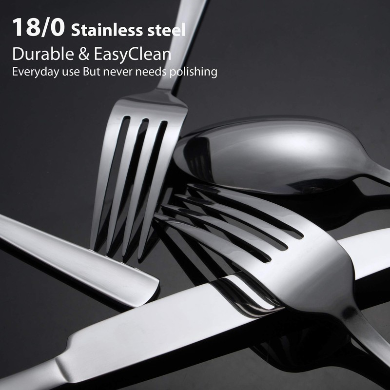 65 Piece Silverware Flatware Cutlery Set, Stainless Steel Fork Spoon