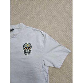 3.5" Embroidered Sugar Skull Iron On Patch | Decorative Sugar Skull Day of The Dead Gothic Biker Applique Iron On/Sew On Patches for Clothing, Hats, Jackets, Clothes, Backpacks, Holes