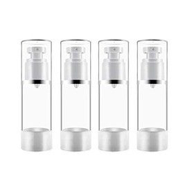 Dispensador de crema cosmética transparente sin aire, dispensador de loción de viaje vacío de plástico para champú, base líquida, crema facial, paquete de 4 (30 ml/1 unidad)