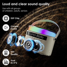 Konylsc Karaoke Machine,Karaoke Machine with Lyrics Display,Portable Bluetooth 5.3 Karaoke Speaker with Upgraded Dual Speakers for Kids and Adults,with White Noise and Night Light Function
