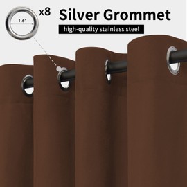 Easy-Going Outdoor Curtains Waterproof Windproof Weatherproof Curtain for Patio, Cabana, Porch, Pergola and Gazebo, Grommet Top and Tab Bottom Drape, 1panel, 54x96 inch, Brown