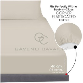 Extra Deep Fitted Sheet King Size - Non Iron & Anti-Wrinkle Sheet Fitted, Deep Pocket 16 Inch (40Cm) Deep Fitted Bed Sheets, Cream