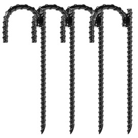 4pcs Threaded Steel bar Stakes/Ground Stakes/Outdoor Fence Ground Stakes.New J Hook Heavy-Duty rebar Metal Stakes ，Proof Coated Steel Ground Stakes with Chisel Point End.. (4)