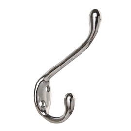 HASWARE 6 PCS Double Prong Robe Hook, Dual Coat Hooks with 12 Pieces Screws Antique Wall Mounted Hooks Robe Vintage Hooks Hangers Large Heavy Duty for Hat Clothes Hanger Towel Keys (Chrome)