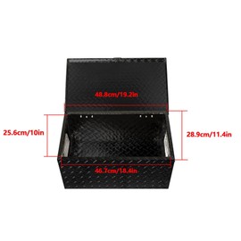 Silscvtt 20 * 12 * 9.6 Inch Black Aluminum Diamond Plate Tool Box with Key Locks - Durable Pickup Truck Toolbox