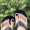 Sakytal Glossy Fake Toenails Blue Solid Color Full Cover False
