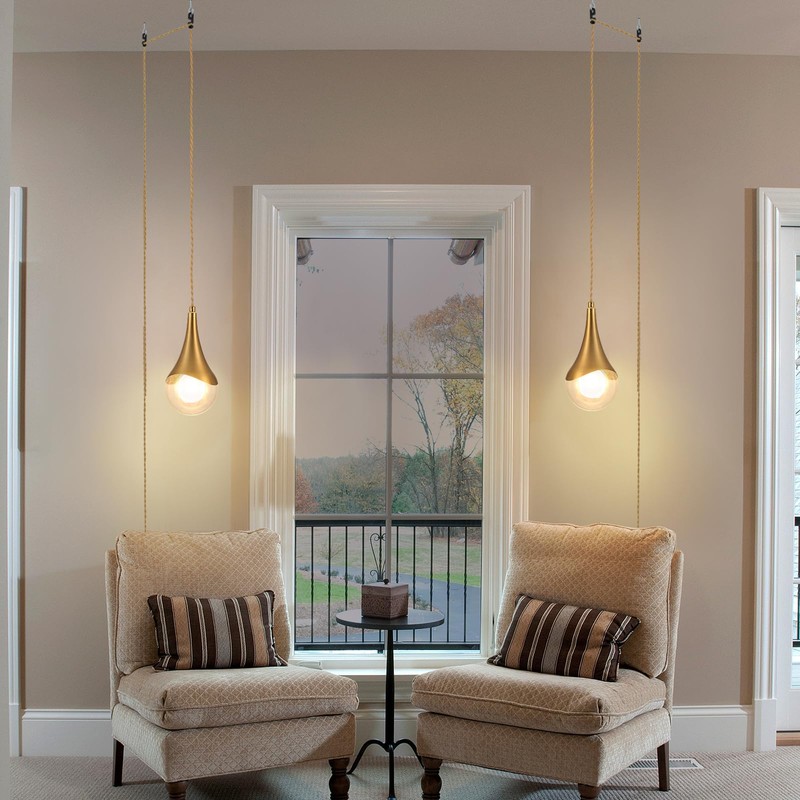 MWZ Gold Plug in Pendant Light,Hanging Lights with Plug in