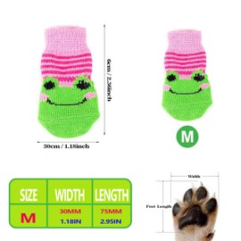 16 Pcs 4 Styles Dog Anti Slip Socks for Small Dogs, High-Stretch Knitted Pet Socks, Anti-Slip Indoor Puppy Cat Pet Paw Protection, for Hardwood Floor Wear, Prevent Licking (M)