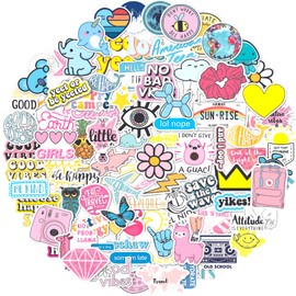 100 Water bottle stickers, VSCO Stickers, Cute Aesthetic Vinyl Stickers, Phone Laptop Computer Stickers, Perfect stickers for water bottles, Waterproof Stickers for Teens Kids Girls, Perfect Christmas Stocking Stuffers 100 Multicolor Sticker Pack