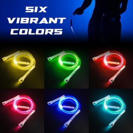 Elite Jumps - Light Show LED Jump Rope - For Kids & Adults - Durable & Lightweight - Adjustable Length & USB Rechargeable - Tangle-Free Jumping Rope for Fun & Exercise - 6 Vibrant Colors - Single LED