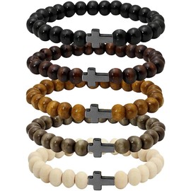 MILAKOO Wooden Beads Bracelet Tibetan Buddhist Meditation Mala Prayer Beads Men's Elastic Bracelet 6 / 8 mm, Wood