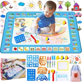UCAMP Water Doodle Mat, 100 x 80 cm, Aqua Magic Doodle Mat, Painting Mat with Water Pen Tools, Stamp Accessories, Drawing Painting Mat for Toddlers 1-5 Years