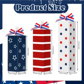 Seeloowy 3 Pcs Patriotic Decorations 4th of July Table Decor Red White Blue Decorations Memorial Day Wood Block Sign and Centerpiece for Home Office Independence Day Tiered Tray Decor(Rustic Style)