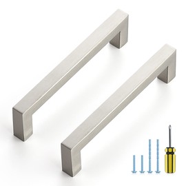 Ravinte 30 Pack 5 Inch Stainless Steel Cabinet Handles Square Cabinet Pulls Brushed Nickel Cabinet Hardware Kitchen Cabinet Drawer Pulls Come with Screwdriver