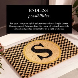 MACKENZIE-CHILDS Monogrammed Entrance Mat, Monogram Welcome Mat, Indoor/Outdoor Front-Door Mat, E