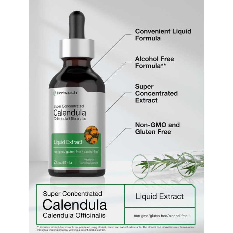 Horbäach Calendula Tincture | 2 fl oz | Liquid Extract