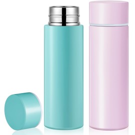 Irenare 5oz Mini Water Bottle Mini Insulated Stainless Steel Bottle Purse Water Bottle Cute Leak Proof Water Flask Keeps Drink Cold and Hot for Purse Women(Blue, Purple,2 Pieces)