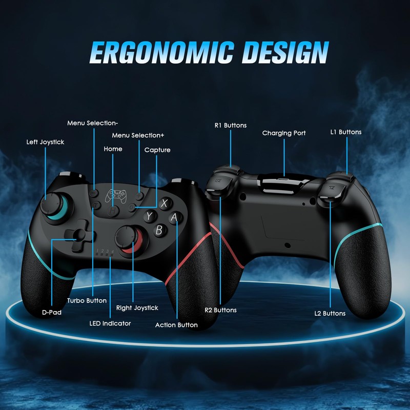 VidPPluing 2 Pack Switch Controllers with Charging Dock, Wireless Switch